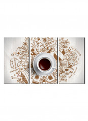 3-Piece Coffee Theme Canvas Painting With Frame Multicolour 150X70centimeter