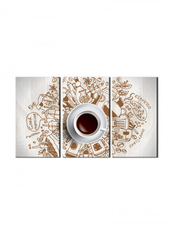 3-Piece Coffee Theme Canvas Painting With Frame Multicolour 150X70centimeter