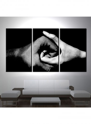 3-Piece Love Theme Canvas Painting With Frame Grey 150X70centimeter