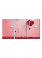 3-Piece Love Theme Canvas Painting With Frame Pink 150X70centimeter