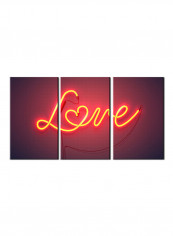 3-Piece Love Theme Canvas Painting With Frame Red 150X70centimeter