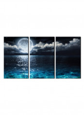 3-Piece Moon Theme Canvas Painting With Frame Multicolour 150X70centimeter