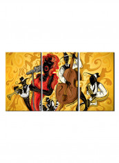 3-Piece Music Theme Canvas Painting With Frame Multicolour 150X70centimeter