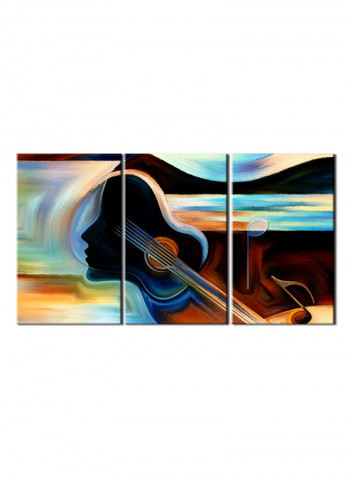 3-Piece Music Theme Canvas Painting With Frame Multicolour 150X70centimeter