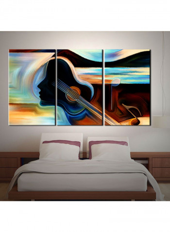 3-Piece Music Theme Canvas Painting With Frame Multicolour 150X70centimeter