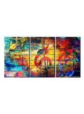 3-Piece Music Theme Canvas Painting With Frame Multicolour 150X70centimeter