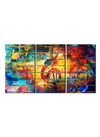 3-Piece Music Theme Canvas Painting With Frame Multicolour 150X70centimeter