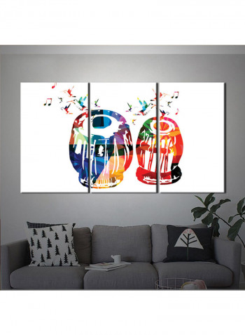 3-Piece Music Theme Canvas Painting With Frame Multicolour 150X70centimeter