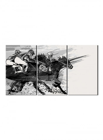3-Piece Sports Theme Canvas Painting With Frame Black/White 150X70centimeter