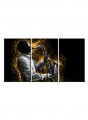 3-Piece Music Theme Canvas Painting With Frame Multicolour 150X70centimeter