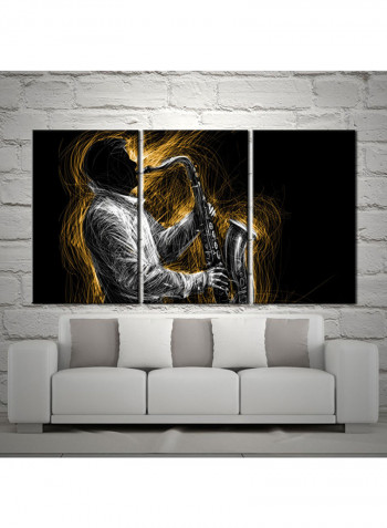 3-Piece Music Theme Canvas Painting With Frame Multicolour 150X70centimeter