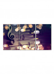 3-Piece Music Theme Canvas Painting With Frame Multicolour 150X70centimeter