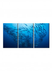 3-Piece Sea Theme Canvas Painting With Frame Multicolour 150X70centimeter