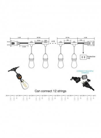 LED Outdoor String Lights Gold 48feet