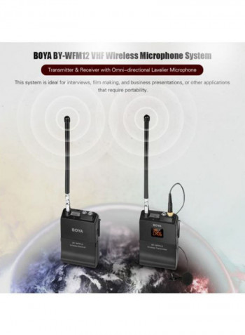 2-Piece VHF Wireless Microphone System Transmitter Receiver LU-D6414 Black