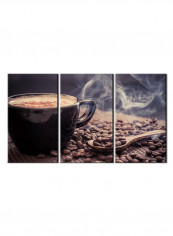3-Piece Coffee Theme Canvas Painting With Frame Multicolour 150X70centimeter