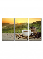 3-Piece Coffee Theme Canvas Painting With Frame Multicolour 150X70centimeter