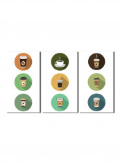 3-Piece Coffee Theme Canvas Painting With Frame Multicolour 150X70centimeter