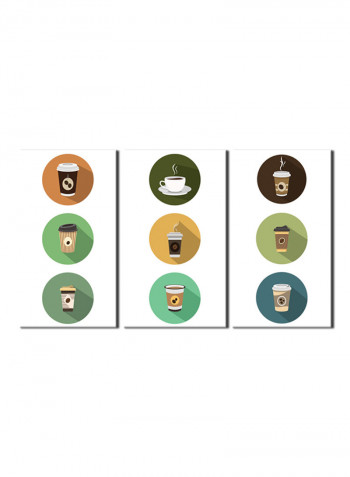 3-Piece Coffee Theme Canvas Painting With Frame Multicolour 150X70centimeter