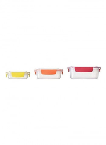 3-Piece Storage Container Set Clear/Yellow/Red Small: 230, Medium: 540, Large: 1100ml