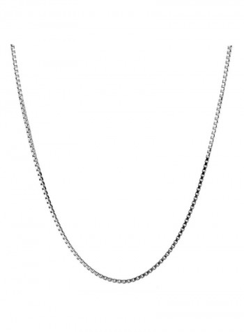 Rhodium Plated Bronze Box Chain Pendant Necklace
