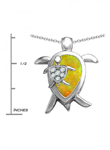 Turtle Family Pendant Necklace Pear Shape Stone