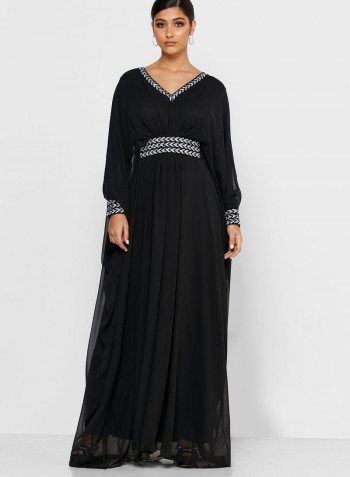 Puff Sleeve Maxi Dress Black