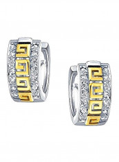 14 Karat Gold And Rhodium Plated 925 Sterling Silver Cubic Zirconia Studded Hoop Earrings reviews 14 Karat Gold And Rhodium Plated 925 Sterling Silver Cubic Zirconia Studded Hoop Earrings