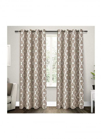 Pair Of Decorative Window Curtains Beige/White 52x84inch