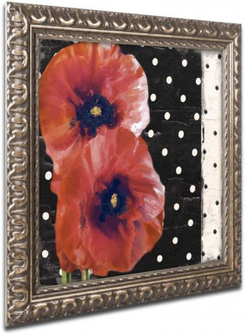 Scarlet Poppies I Wooden Framed Wall Art Multicolour 11 x 11inch