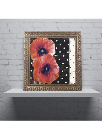 Scarlet Poppies I Wooden Framed Wall Art Multicolour 11 x 11inch