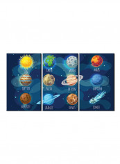 3-Piece Space Element Themed Canvas Painting With Frame Multicolour 150X70centimeter