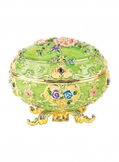 Enameled Couleur Verte Eggs Green/Gold 2.5x3.5x3inch