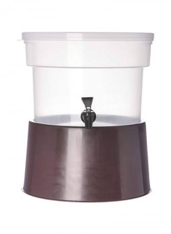 Polypropylene Round Beverage Dispenser With Base Brown/Clear 12.37x14.75inch