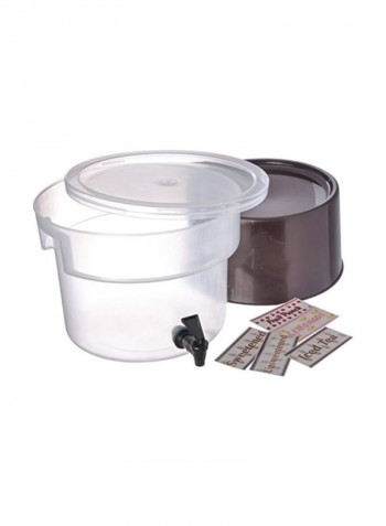Polypropylene Round Beverage Dispenser With Base Brown/Clear 12.37x14.75inch