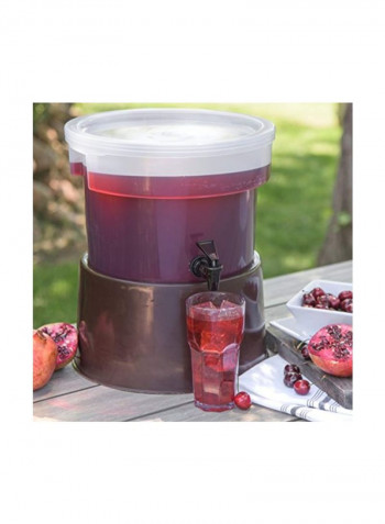 Polypropylene Round Beverage Dispenser With Base Brown/Clear 12.37x14.75inch