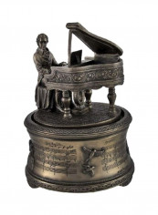 The Magic Flute Spinning Music Box Collectible Figurine Gold 6x4.5inch