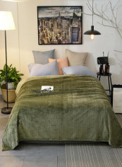 1 Pc Blanket Modern Simple Style Warm Bed Lining Cotton Green 200x230centimeter