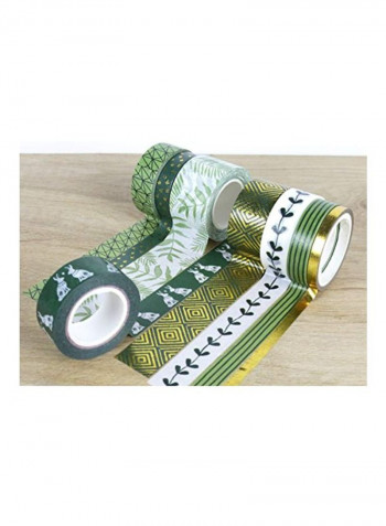 8-Piece Washi Tape White/Green