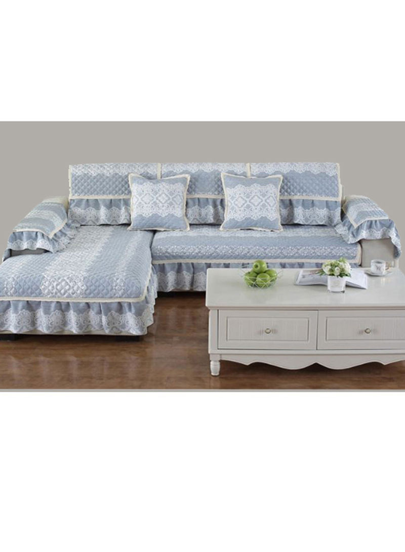 Jacquard Universal Sofa Slipcover Blue/White