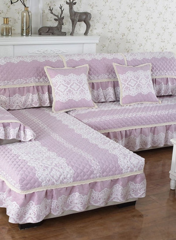 Universal Jacquard High Grade Sofa Slipcover Light Purple/White