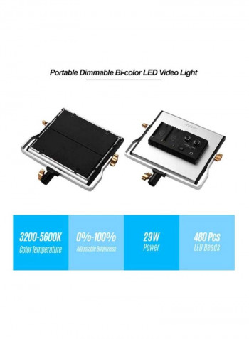 LED Photography Light With Barn Door 23.2x19.8cm Black/White
