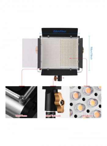 LED Photography Light With Barn Door 23.2x19.8cm Black/White