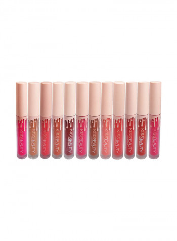 12-Piece Matte Liquid Lip Gloss Multicolour