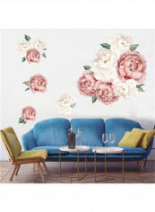 Pink Peony Flower Sticker Pink/Beige/Green