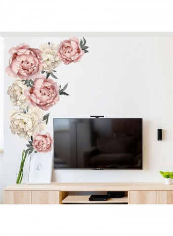 Pink Peony Flower Sticker Pink/Beige/Green