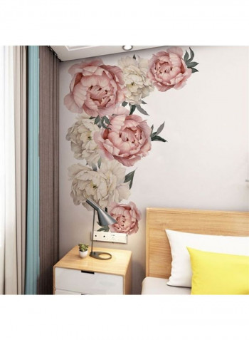 Pink Peony Flower Sticker Pink/Beige/Green
