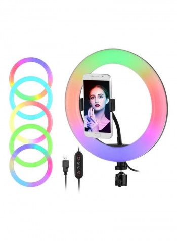 29-Mode RGB LED Ring Light with Phone Holder Ballhead Adapter Multicolour