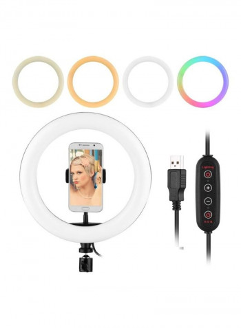 29-Mode RGB LED Ring Light with Phone Holder Ballhead Adapter Multicolour