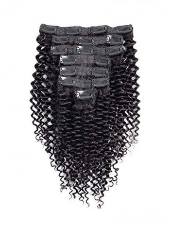 7-Piece Curly Clip-In Hair Extension Set Black 18inch